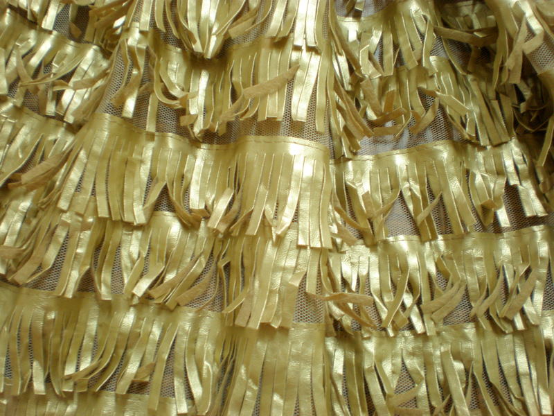 1.Gold Fake Leather Fringe Cut Fabrics